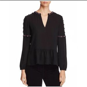 Tory Burch Black Blouse with Purple Embellishments